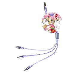 Anichi - 3合1伸縮快充數據線 - 甜品貓