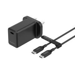 Mophie Essential PD30W 1C 充電器附 USB 線套裝（黑色）