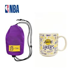 NBA - Lakers team mug retro doodle-style mug + Training Drawstring Backpack (James ) CR-NBA-MUG260054