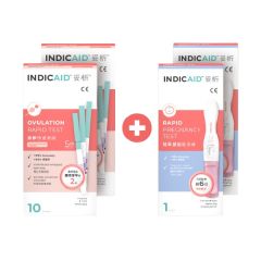 INDICAID™ - Rapid Pregnancy Test 2 pcs + INDICAID™ - Ovulation Test 2 pcs P0165_P0172