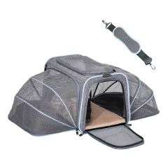 Petsfit - High Quality Three-Purpose Expandable Airline Pet Soft Bag (Built-in Safety Rope | Hard Pad Bottom | Double Sided Expandable Version)(Grey)(Fine - Large size) petsthing-6769
