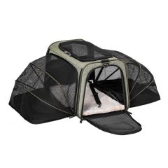 Petsfit - High Quality Three-Purpose Expandable Airline Pet Soft Bag (Built-in Safety Rope | Hard Pad Bottom | Double Sided Expandable Version)(Dark Green)(Fine - Large size) petsthing-7072