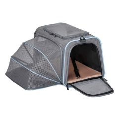 Petsfit - High Quality Three-Purpose Expandable Airline Pet Soft Bag (Built-in Safety Rope | Hard Pad Bottom | Single-side Expandable Version)(Grey)(Fine - Large size) petsthing-7375