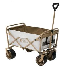 MOBI GARDEN - Outdoor foldable camper camping cart big dog giant dog foldable trolley (upgraded wide wheel model｜120kg load capacity)(Fine sandy yellow / Creamy-white) petsthing-9495