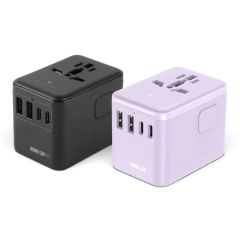 2theMax - PT88C USB-C 4-Port Travel Power Adaptor (Black/Purple)