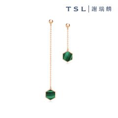 TSL|謝瑞麟 - 18K玫瑰色黃金鑲孔雀石耳環 S7372