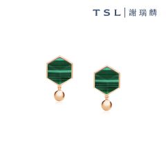 TSL|謝瑞麟 - 18K玫瑰色黃金鑲孔雀石耳環 S7373