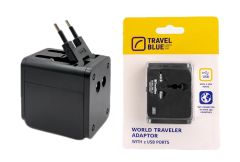 Travel Blue - 2 USB 滑動適配器 - WW - TB254 - 黑色