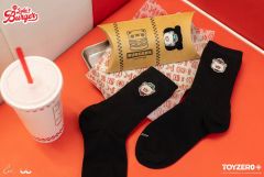 罐頭豬 LuLu漢堡系列 - 黑色刺繡襪子