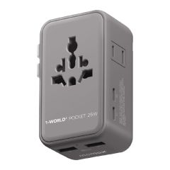 Momax - 1-World² Pocket 25W 4-Port Dual AC Travel Adapter [Multi-color] CR-UA32AUK_ALL