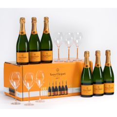 Veuve Clicquot Brut Yellow Label Champagne 派對禮盒 (6 支 + 6 隻杯)