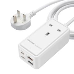 MOMAX - ONEPLUG 5 in 1 65W GaN Extension Cord with USB 2m - US15UKW US15UKW