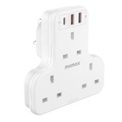 Momax - ONEPLUG 3-Outlet T-shaped Extension Socket With USB US6UK (Black / White) CR-US6UK-MO