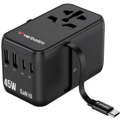 Verbatim - Charge 'n' Travel 45W 通用旅行轉插連可伸縮USB-C充電線
