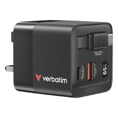 Verbatim - GaN Charger 65W with Retractable Cable Wall Chager VERBA_32056