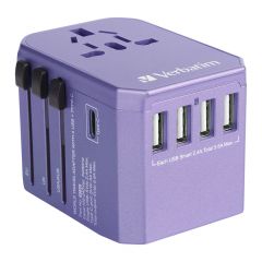 Verbatim - 5 Ports Travel Charger Adapter [4 x USB+1 x Type-C] - Purple VERBA_65829