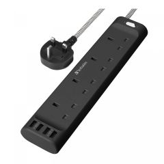 Verbatim - 4 AC Outlets & 4 USB-A Ports Power Strip(Black/White/Blue/Purple)VERBA_666-MO