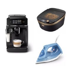 Philips - EP2230/10 Fully Automatic Espresso Machine + NX0960/98 Air Steam Cooker + DST3020/26 Steam iron WCL_SET1