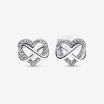 Pandora - Sparkling Infinity Heart Stud Earrings (292667C01) CR-292667C01