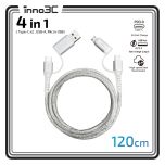 inno3C i-4MA-12 透明銀色閃亮 4合1 Micro/Type-C 轉 USB-A/Type-C 數據傳輸充電線 120cm | 4合1 充電 + 數據傳輸線 120cm CR-i-4MA-12
