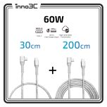 inno3C 透明銀色閃亮數據傳輸充電線套裝 | 四合一 Lightning/Type-C 轉 USB-A/Type-C 線 30cm + 100W Type-C 轉 Type-C 線 200cm CR-i-60C-20_03