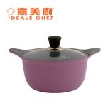 意美廚 - 韓國製 RAINBOW 大理石紋易潔雙耳煲連玻璃蓋 24cm / 4L IC16324S