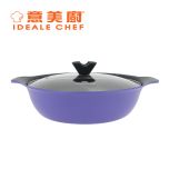 Ideale Chef - TWIN Die-Cast Aluminum Marbled Non-Stick Divided Hot Pot with Glass Lid 30cm / 3.4L IC17430C