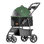 Bello - 2024 Evolutionary Upgraded Version Four-Wheel Universal Foldable Dog Stroller with Detachable Basket (Pet Weight-bearing: 12kg) (Multi Colors Option) petsthing-1316