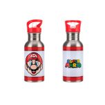 Paladone - Super Mario Metal Water Bottle with Straw MARIO00020