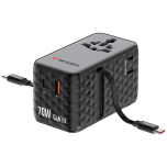 Verbatim Charge 'n' Travel Diamond 70W 通用旅行轉插連兩條可伸縮USB-C充電線