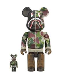 Be@rbrick - BAPE ABC Camo Shark 100% & 400% Set - Clear Green