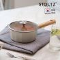 STOLTZ 韓國製 18CM 多邊形單柄鍋連玻璃蓋 (奶油白)(電磁爐及明火均適用) CR NTLN-18 CR-2500092