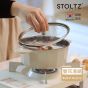 STOLTZ 韓國製 20CM 多邊形雙耳湯鍋連玻璃蓋 (奶油白)(電磁爐及明火均適用) CR NTLS-20 CR-2500093