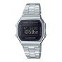 Casio - 復古鏡面數位電子錶 A168WEM-1 銀框黑面 CR-A168WEM-1
