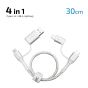 inno3C 透明銀色閃亮數據傳輸充電線套裝 | 四合一 Lightning/Type-C 轉 USB-A/Type-C 線 30cm + 100W Type-C 轉 Type-C 線 200cm