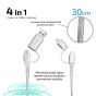 inno3C 透明銀色閃亮數據傳輸充電線套裝 | 四合一 Lightning/Type-C 轉 USB-A/Type-C 線 30cm + 100W Type-C 轉 Type-C 線 200cm
