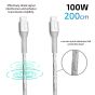 inno3C 透明銀色閃亮數據傳輸充電線套裝 | 四合一 Lightning/Type-C 轉 USB-A/Type-C 線 30cm + 100W Type-C 轉 Type-C 線 200cm