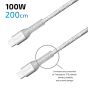 inno3C 透明銀色閃亮數據傳輸充電線套裝 | 四合一 Lightning/Type-C 轉 USB-A/Type-C 線 30cm + 100W Type-C 轉 Type-C 線 200cm