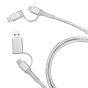 inno3C i-4MA-12 透明銀色閃亮 4合1 Micro/Type-C 轉 USB-A/Type-C 數據傳輸充電線 120cm | 4合1 充電 + 數據傳輸線 120cm