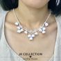 JK collection - 皮革鈴蘭水晶珍珠頸鏈