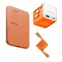 Mox 尊享 - [Momax 太陽橙系列] [3C CCC 認證] 1-Power Q.Pass 3000mAh 磁吸流動電源+ Mag.link 100W USB-C to USB-C 磁吸連接線 + 1-World² 20W 2 接口 USB 旅行充電器 IP115M+DC52M+UA29UKM