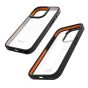 DIREACH iPhone 15 Pro Max 混合料手機保護殼 (黑橙邊 + 透明)