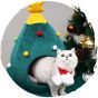毛孩物語 - 聖誕冬季保暖封閉式絨面聖誕樹型貓咪屋狗窩 (大碼)