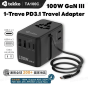 Tekko - 1-Travel 100W PD3.0 GaN3 Travel Adapter TA100C