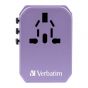 Verbatim - 5 Ports 旅行充電器[4 x USB+1 x Type-C] - 紫色