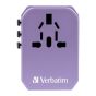 Verbatim - 5 Ports 旅行充電器[4 x USB+1 x Type-C] - 紫色