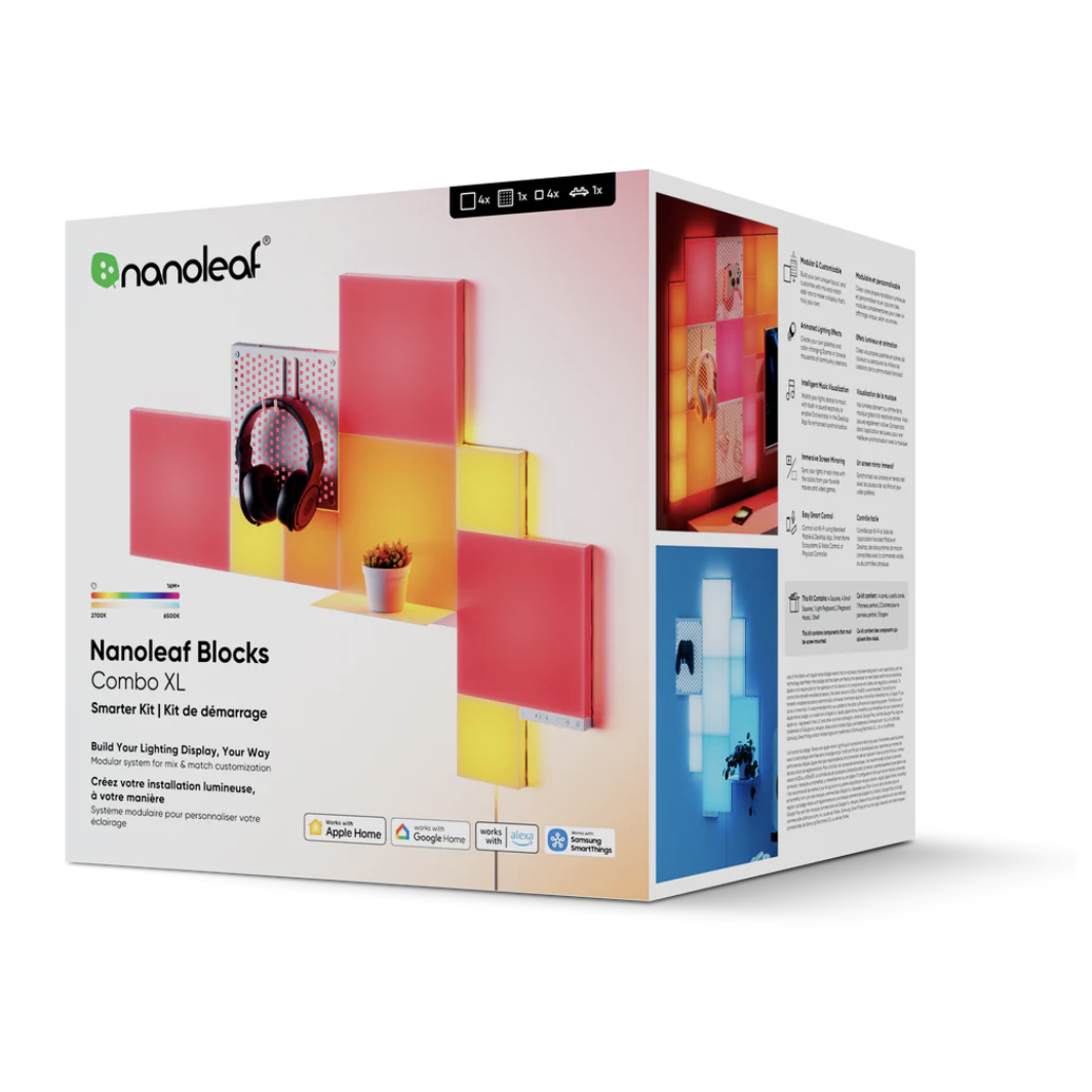 Nanoleaf - Blocks Combo XL Smarter Kit 智能燈板 - 4 x 大方塊、4 x 細方塊、1 x 釘板、1 ...