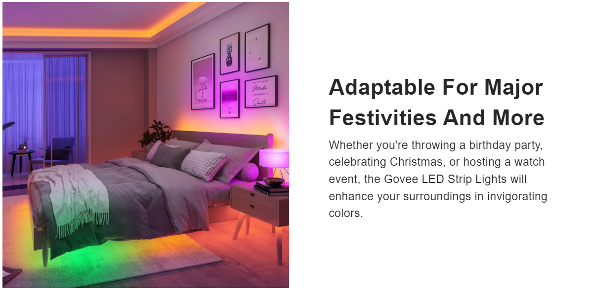 Govee RGBIC Wi-Fi + Bluetooth LED Strip Lights With Protect H619A LED 燈帶(5M)